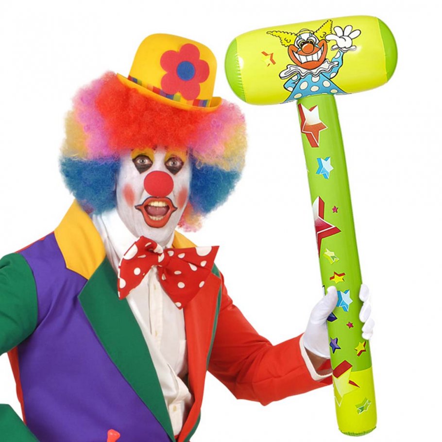 NET TOYS Aufblasbarer Clown-Hammer 96 Cm – Bunt, Aus PVC, Für Karneval & Mottopartys