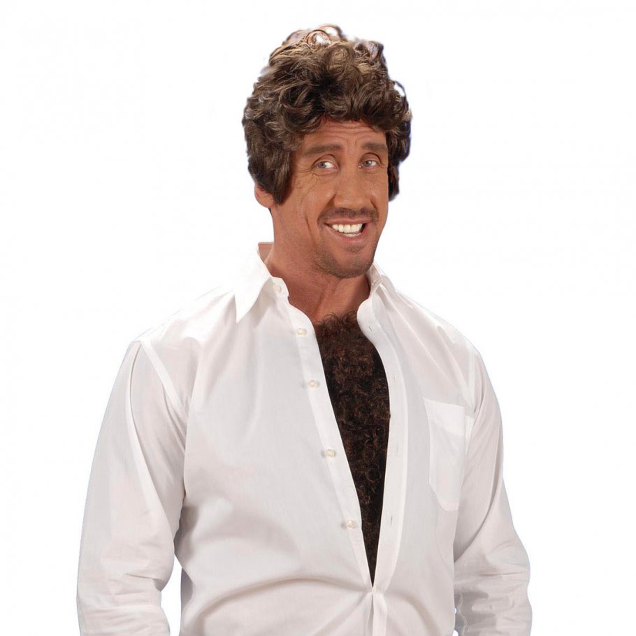 Herrenperücken Karnevalsperücken Herren Perücken kaufen Brusthaar Toupet braun Brusthaare 70er 80er