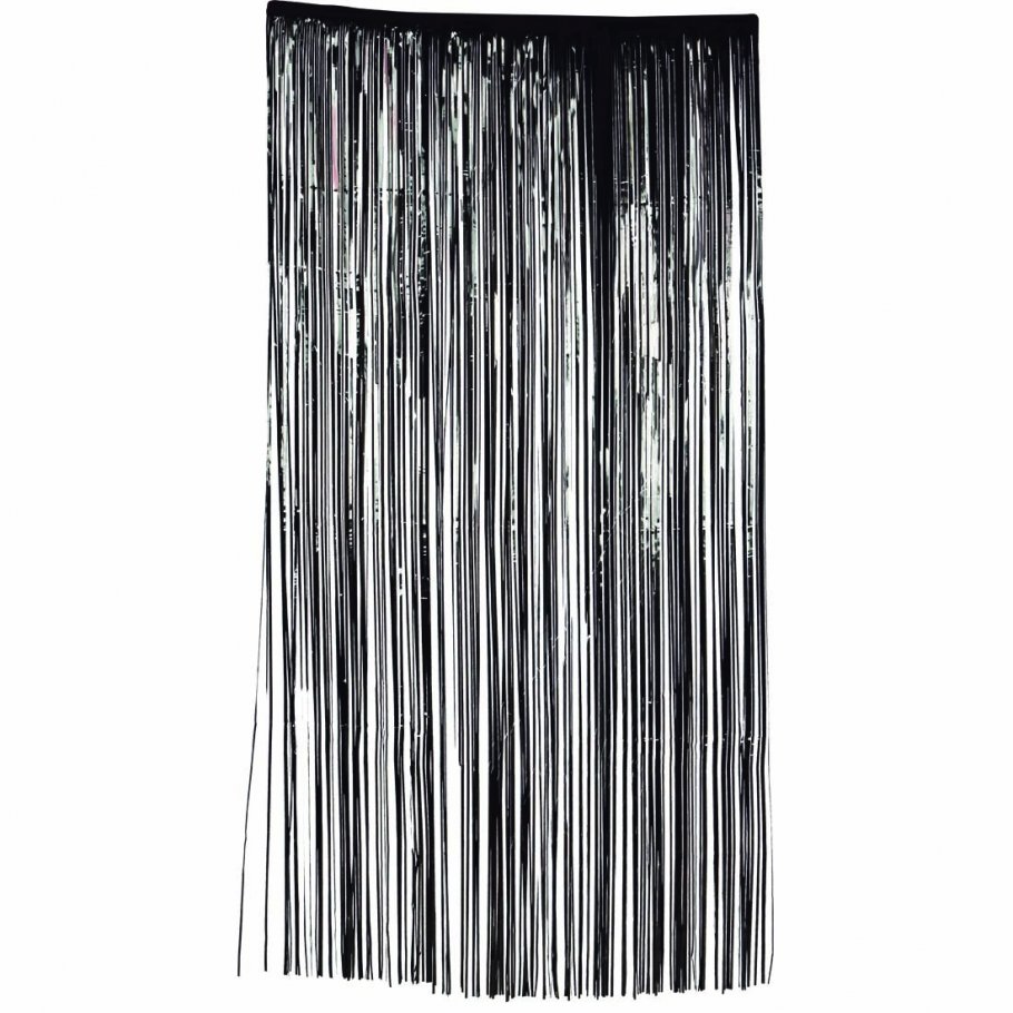 Schwarzer Fadenvorhang Fransenvorhang Glänzend 100 X 200