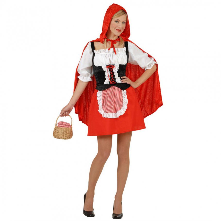Rotkäppchen Kinderkostüm – Kleid Mit Umhang, Rot-weiß-schwarz, Größe Anpassbar