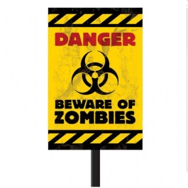 Zombie Schild Halloween Warnschild mit Stange, 58.4cm x...
