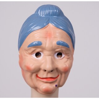 Oma Maske mit blauen Haaren Fesche Großmutter Gesichtsmaske