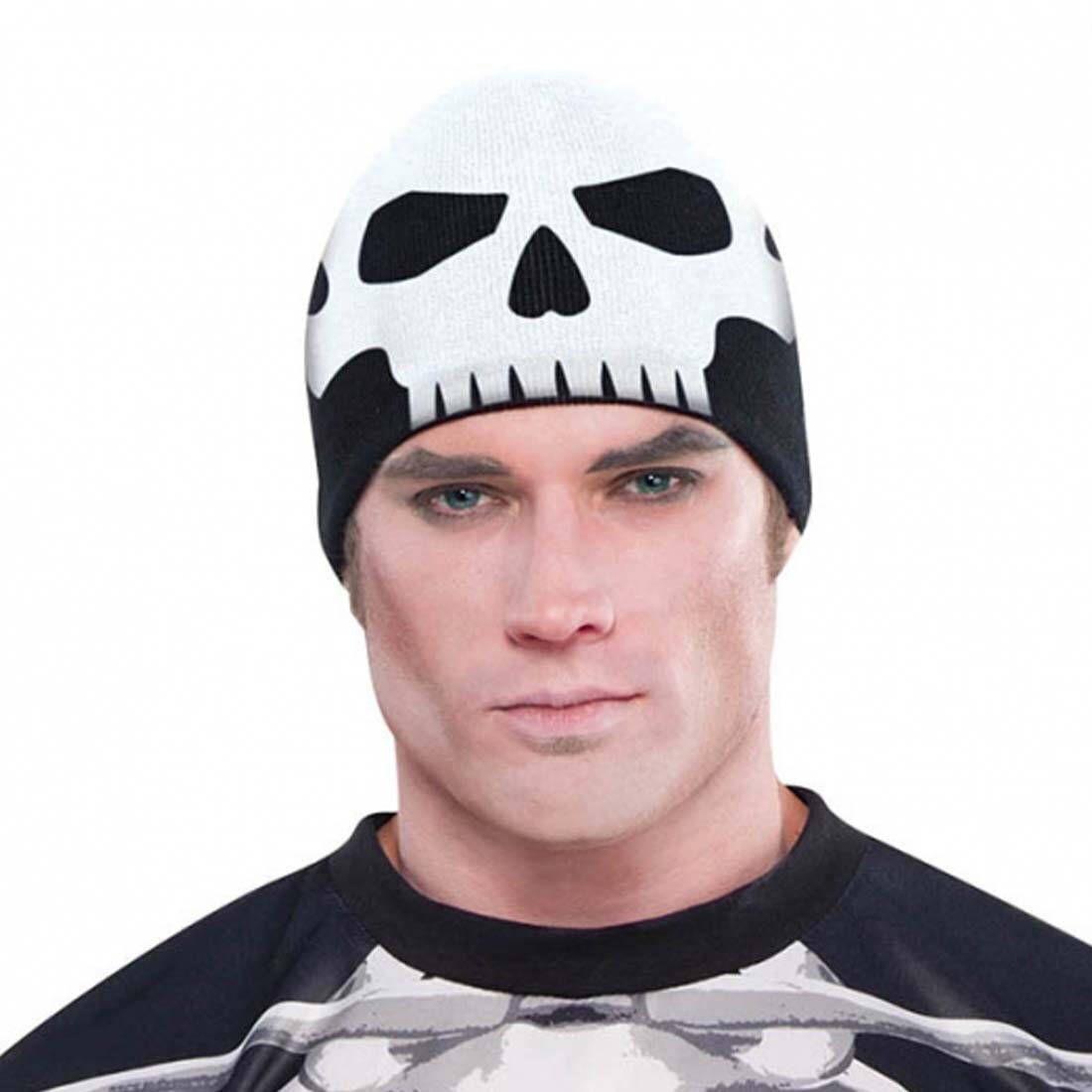 MoonWorks Herren Beanie Mit Totenkopf-Patch - Lustige Strickmütze Für Winter Und Freizeit