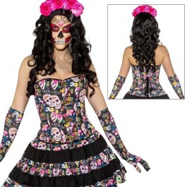 Sexy Totenkopf Corsage Korsage Dia de los Muertos L 42/44