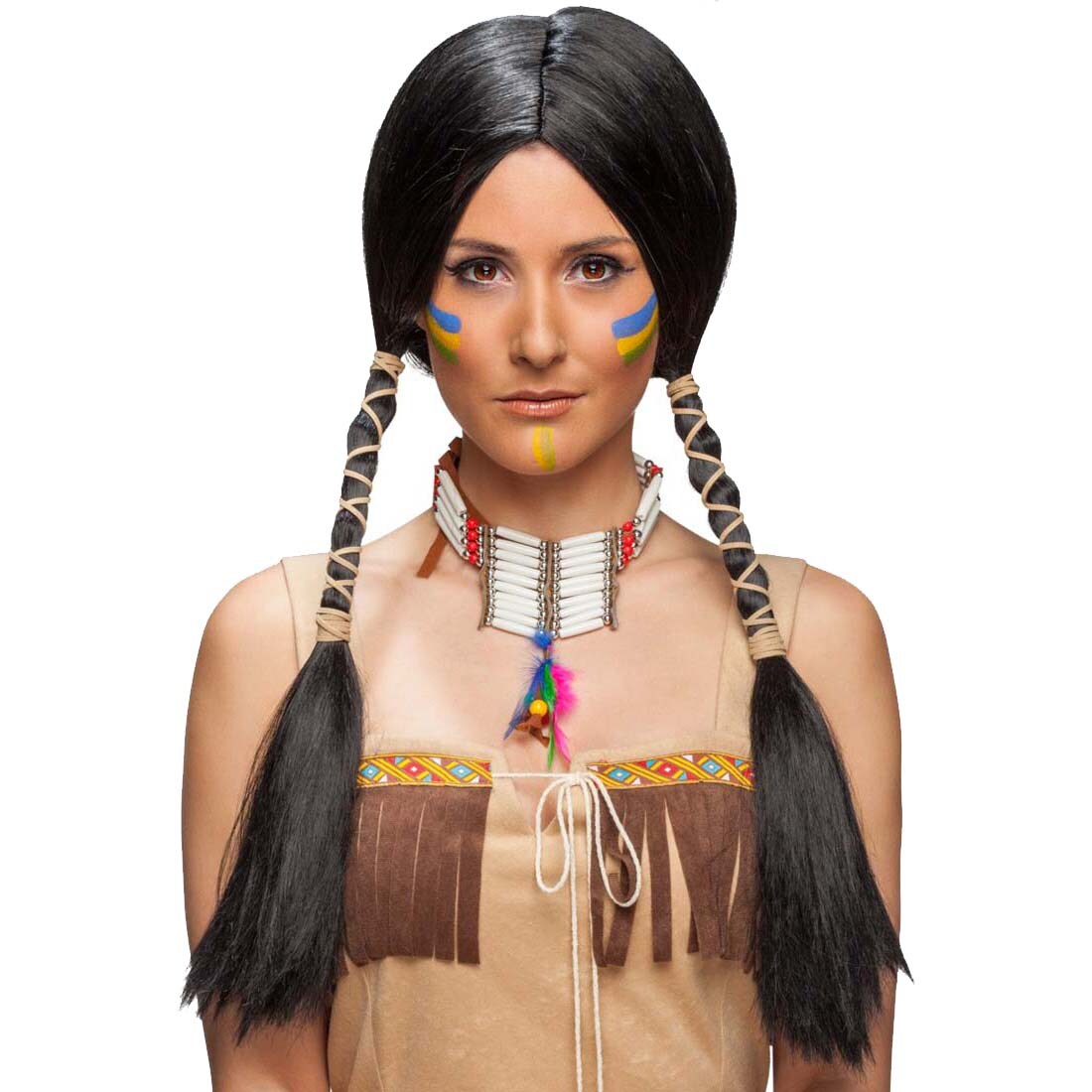 Indianerin Percke Faschingspercke Squaw schwarz 1699