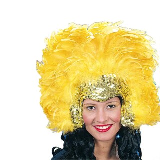 Federkopfschmuck Samba Kopfschmuck gold-gelb