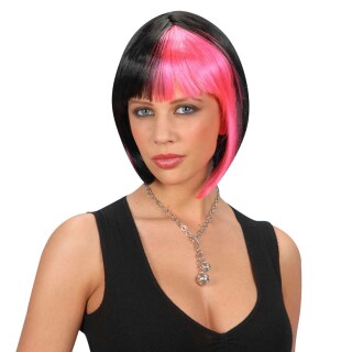 Damen Fasching Per&uuml;cke Zoe pink schwarz Wig