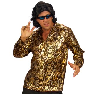 Disko Hemd Fieber Shirts in gold Gr&ouml;&szlig;e L
