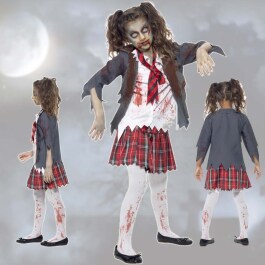 Zombiekostüm Kinder Schulmädchen Kostüm L 145-158 9 – 12 Jahre