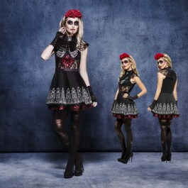 Sexy Sugar Skull Kostüm Gothic Outfit La Catrina M 40/42
