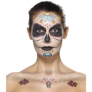 Sugar Skull Makeup-Set Dia de los Muertos Schminkset mehrteilig bunt