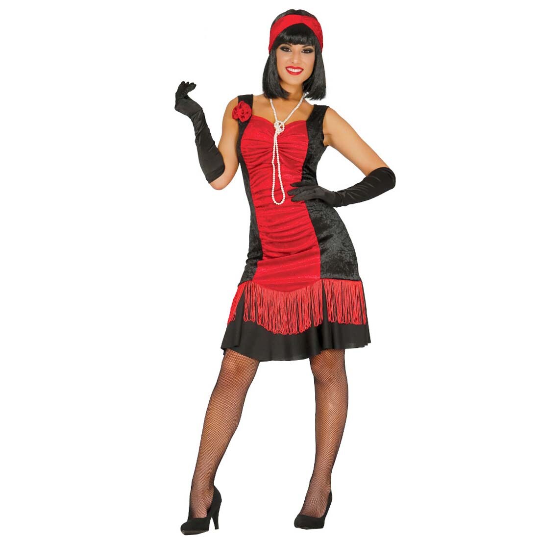 Charlestonkleid Schwarz Rot 20er Jahre Kostüm Damen M 38 40 19 99