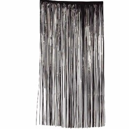 Schwarzer Fadenvorhang Fransenvorhang glänzend 100 x...