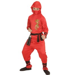 Rotes Ninja Kostüm Kind Ninjakostüm Samurai M 140 cm