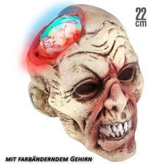 Animierter Zombie Schädel Totenkopf leuchtend 22 cm