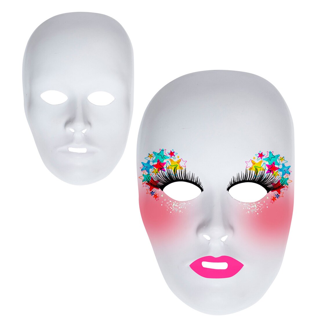 Amosfun 5 Stück Weiße DIY-Masken – Unbemalt, Aus Kunststoff, Mit Gummiband, Für Maskerade, Tanz, Festival, Karneval