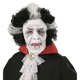 Vampir Maske Dracula Latexmaske mit Haaren
