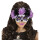 Augenmaske Sugar Skull La Catrina Maske mit Rosen schwarz-lila