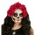 Sugar Skull Maske mit roten Rosen La Catrina Skelett Todesmaske
