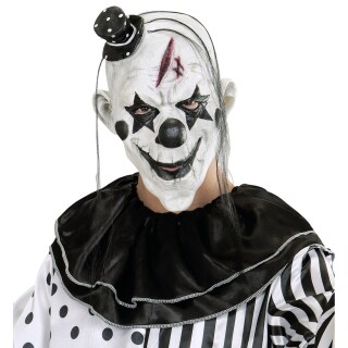 Killer Clown Maske Horror Clownsmaske mit Hut und Haaren