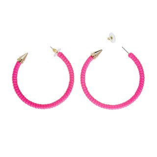 80er Jahre Ohrringe Modeschmuck Creolen neon-pink