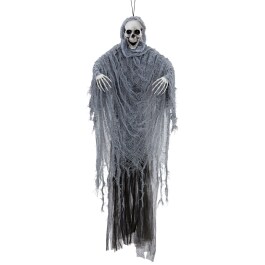 Schreiender Grim Reaper mit Licht und Sound Halloween Deko Skelett 100 cm