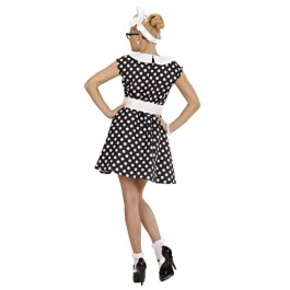 50er Jahre Petticoat Kleid Rockabilly Damenkostüm schwarz-weiss gepunktet