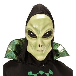 Alienmaske Latexmaske Außerirdischer mit Kapuze und...