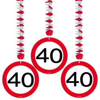 40. Geburtstag Dekospiralen Verkehrsschilder Geburtstagsspirale Rotor Spiralen