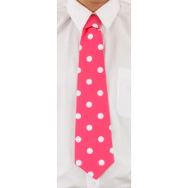 Krawatte pink gepunktet - Schlips fertig gebunden