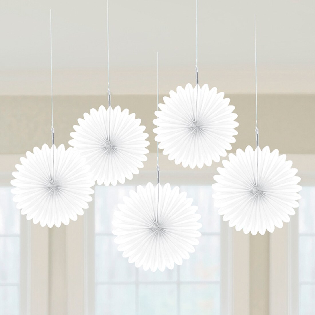 PARTY DISCOUNT Deko-Fächer Weiß 60cm - Schwer Entflammbar