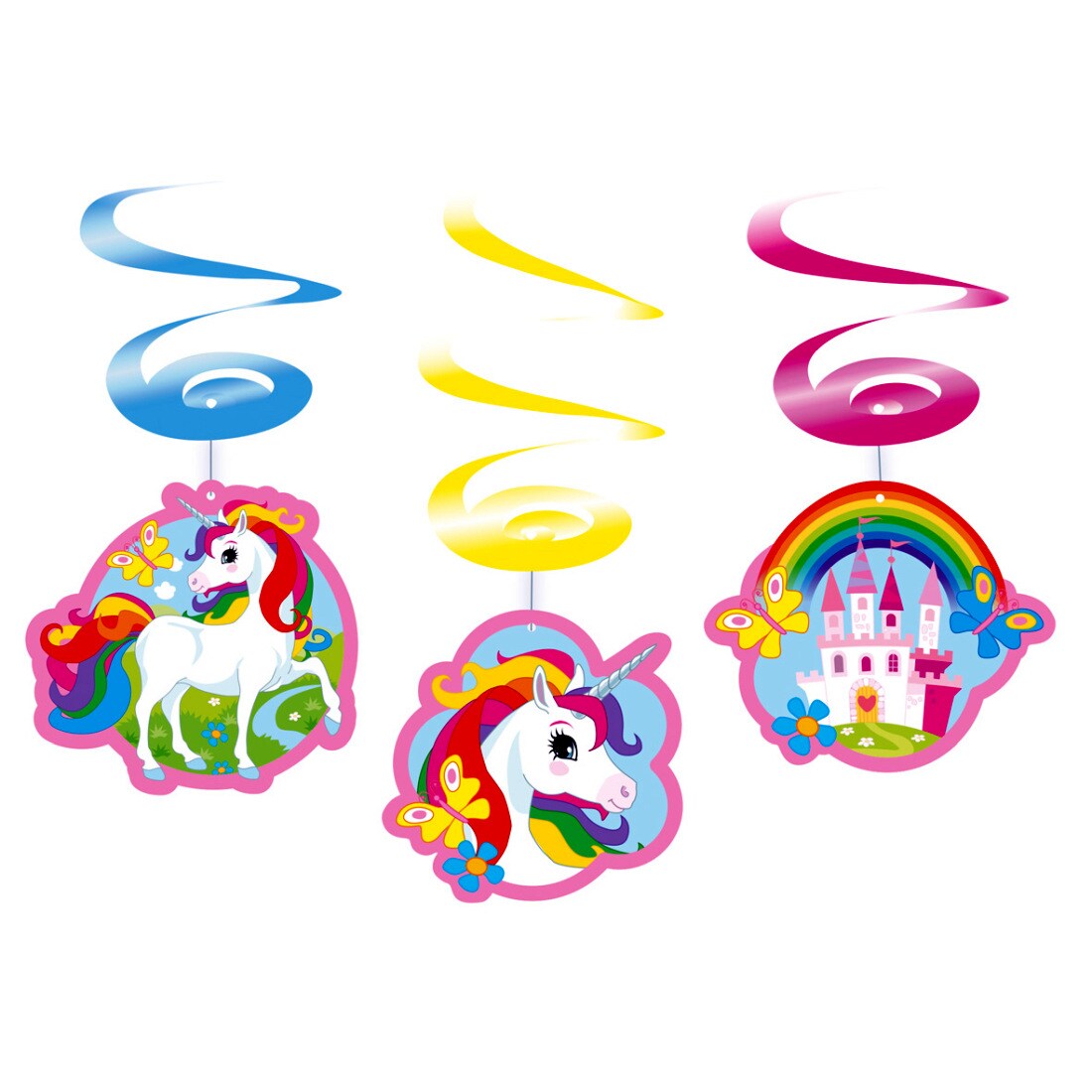 6 Einhorn Deko Spiralen Unicorn Party Deko Geburtstag Mädchen, 3,49