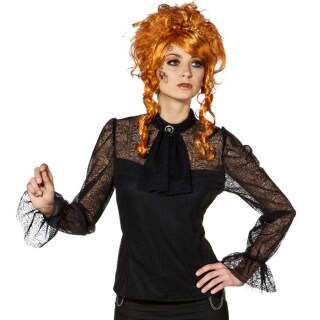 Steampunk Bluse Gothic Spitzenbluse schwarz