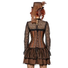 Steampunk Corsage braun Damenkorsett braun L (44/46)