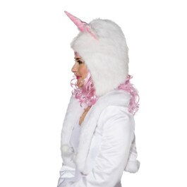 Einhorn Mütze Fellmütze Unicorn pink-weiß