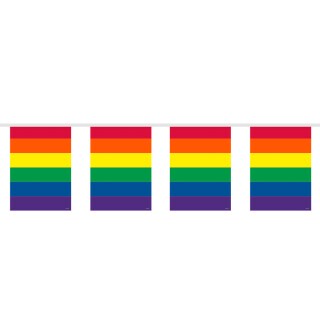 Bunte Wimpelkette Regenbogen Wimpel Girlande 10 m