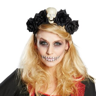 La Catrina Haarreif  Rosen Kopfschmuck Sugar Skull schwarz
