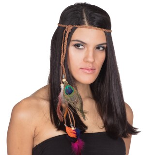 Indianerin Stirnband mit Federn Indianer Kopfschmuck