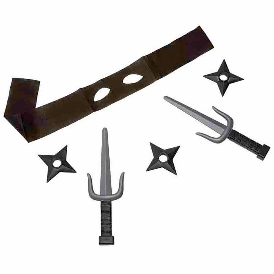 Wurfsternen und Messer 6tlg Ninja Verkleidung Set Waffen Set Augenmaske 