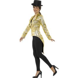 Paillettenjacke für Damen Damenfrack mit Pailletten gold M (38/40)