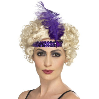 20er Jahre Kopfschmuck Charleston Haarband mit Feder lila