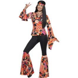 Flower Power Kostüm Hippie Damenkostüm L (42/44)