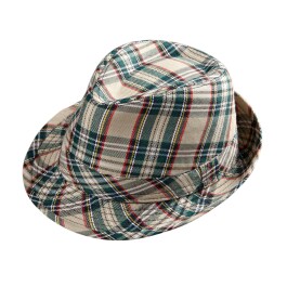 Tartan Fedora mit Karomuster unisex Trilby Hut kariert beige