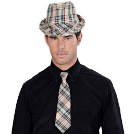 Tartan Fedora mit Karomuster unisex Trilby Hut kariert beige