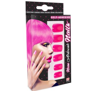 80er Jahre Fingernägel Künstliche Nägel  Neon Pink
