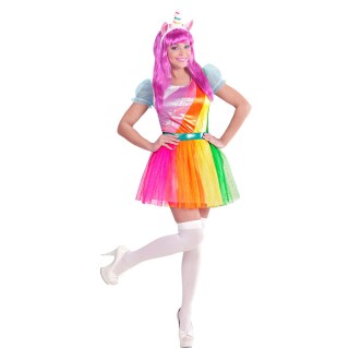 Einhorn Kostüm Damen Regenbogen Kleid S (34/36)