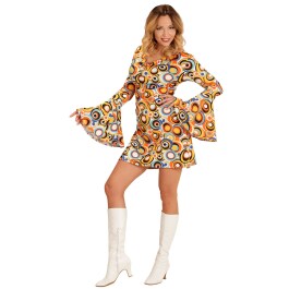 70er Jahre Hippie Kostüm Flower Power Kleid XL (46/48)