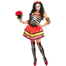 Sugar Skull Damenkostüm Tag der Toten Kostüm L (42/44)