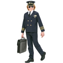Kinder Pilotenkostüm  Flieger Kostüm Pilot 128, 5 - 7 Jahre