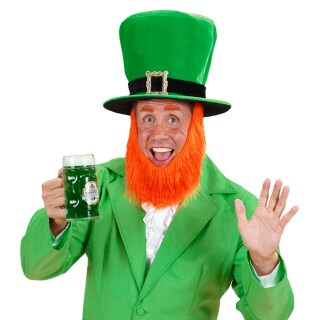 Grüner Zylinderhut mit Bart Zylinder Leprechaun